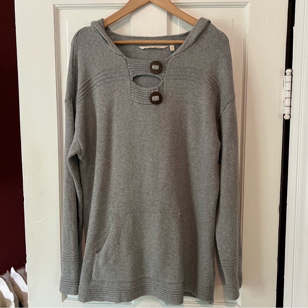 SOFT SURROUNDINGS Gray Cotton Hoodie Sweater Size Medium